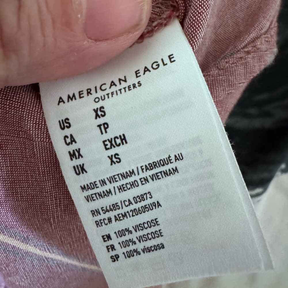 American Eagle Outfitters Burgundy Striped Button-Down Shirt - Picture 7 of 7